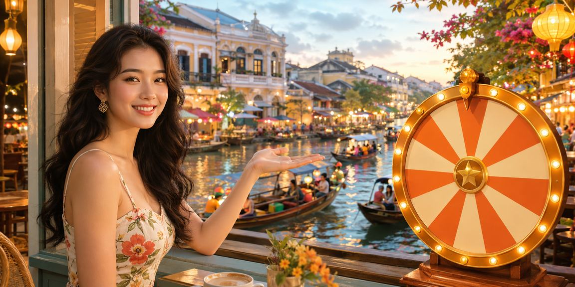 Người dùng tham gia vòng quay may mắn tại Hà Nội với cà phê Việt Nam